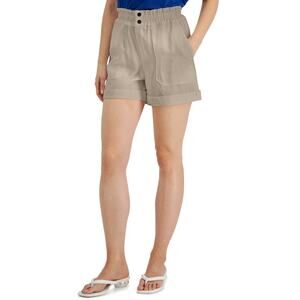 INC Khaki Brown Beige Twill Shorts Pockets High Rise Soft Feel Size 6 New